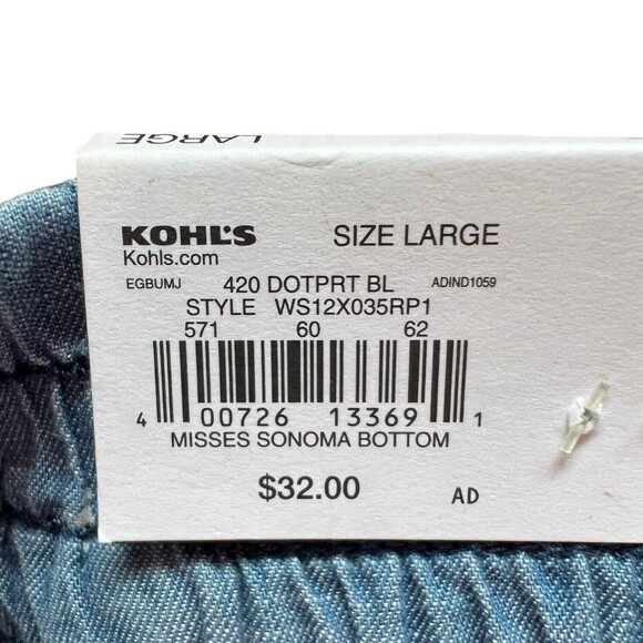 Sonoma Women’s Large Mid Rise Elastic Waistband Shorts W Pockets Size L - Picture 4 of 11